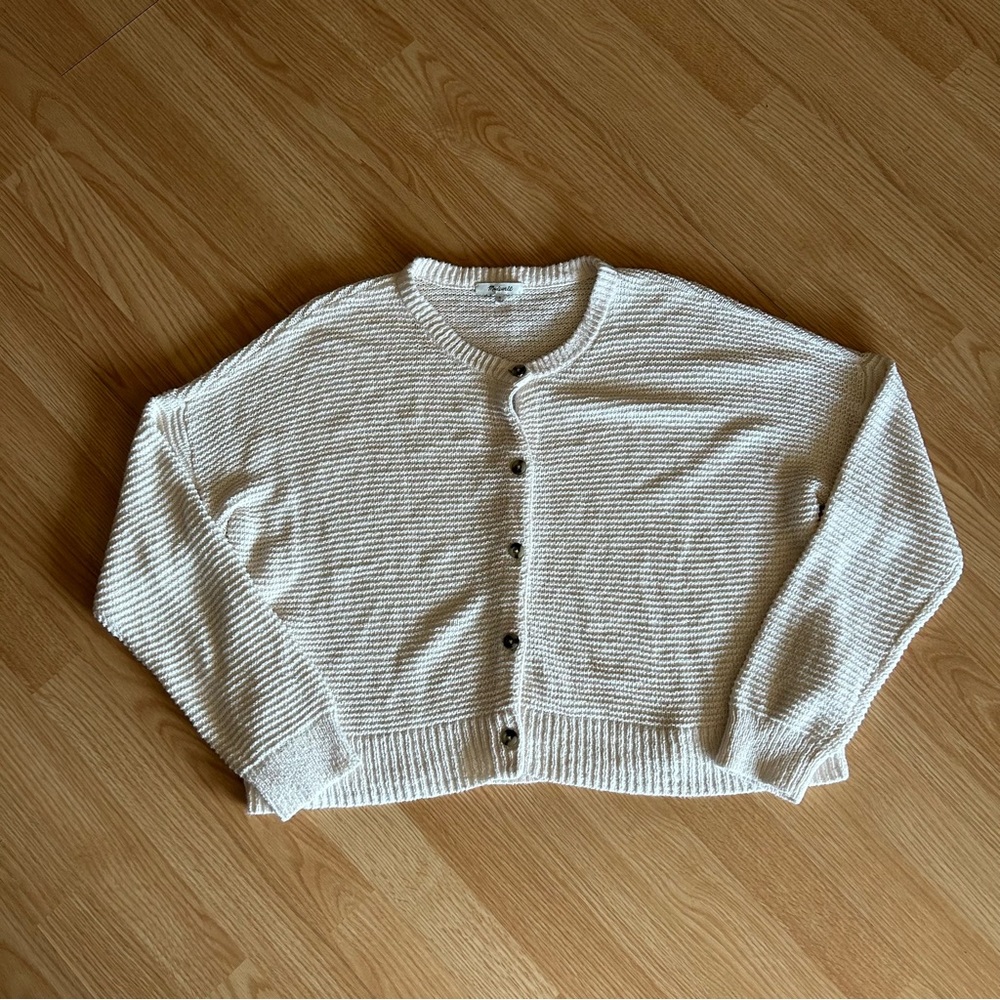 Madewell Crème Ribbed Knit Cardigan Women’s Large